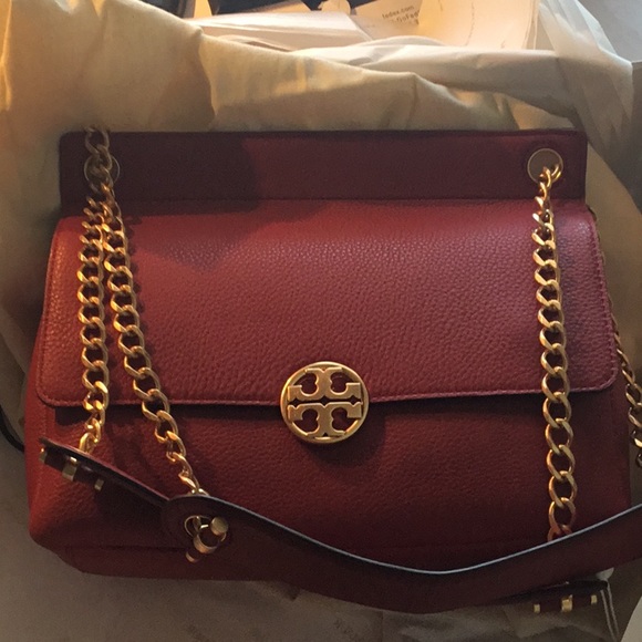 Tory Burch Chelsea flap Red shoulder bag NEW - Picture 6 of 8
